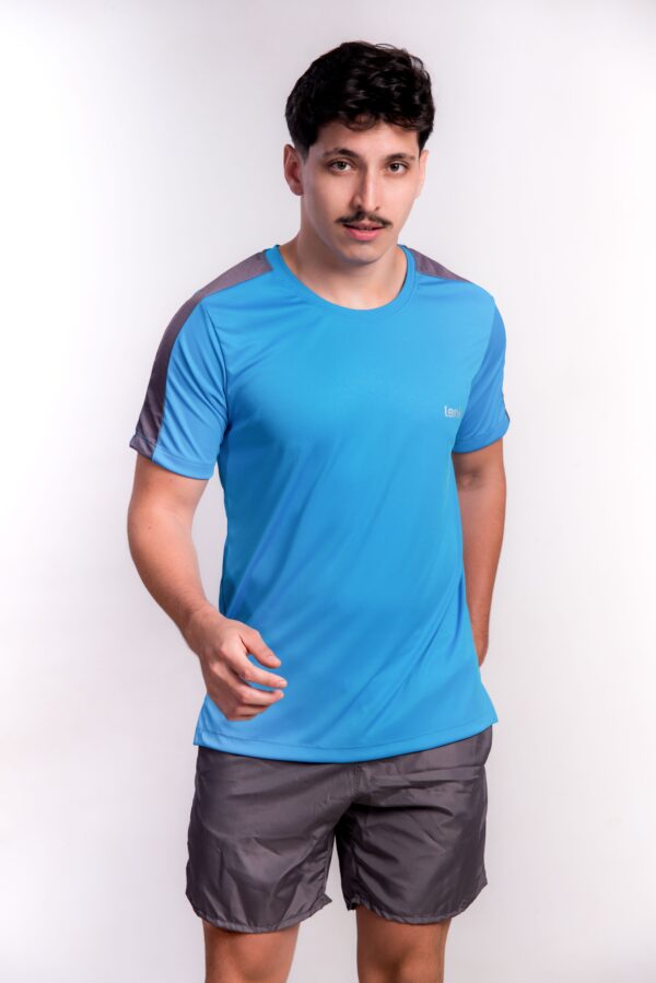 Camisa Bicolor Masculina - Azul Com Detalhe Cinza