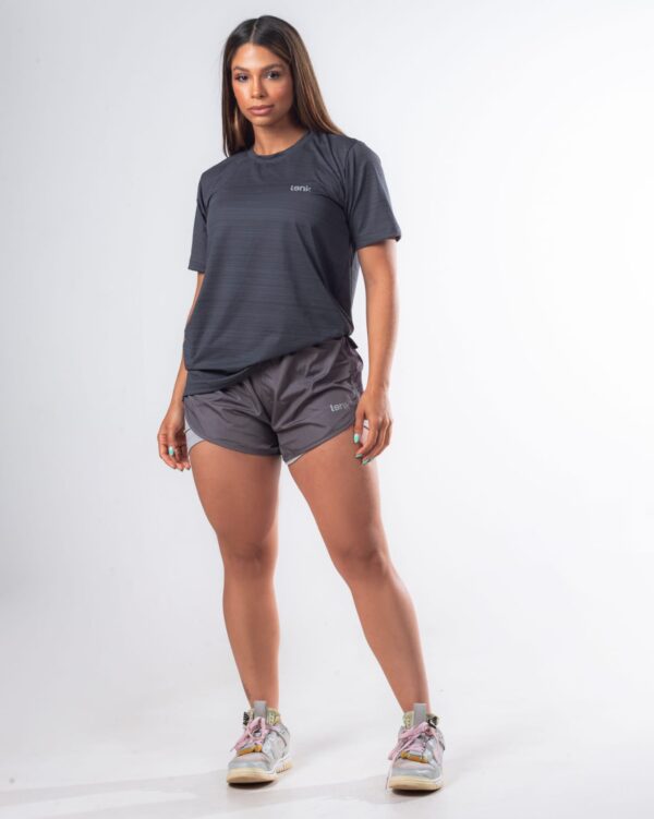 Short Tactel Liso Cinza