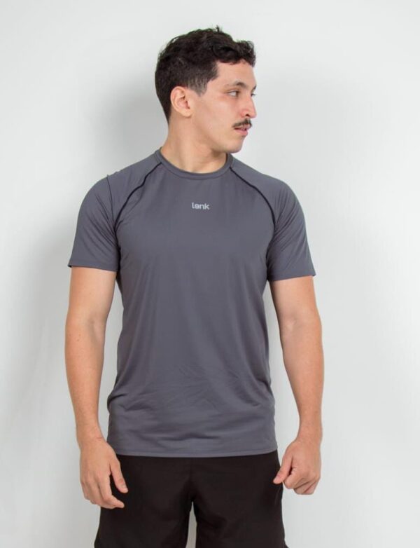 Camiseta Masculina Grafite C/ Detalhe Preto